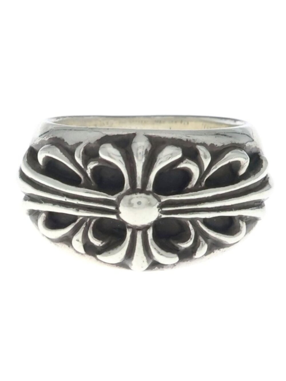 Chrome Hearts Flrl Floral Cross Ring Silver